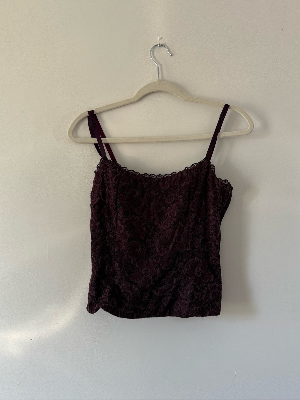 Purple Burgundy Lace Corset Cami Top | Lace-Up Back | Dark Academia Coquette